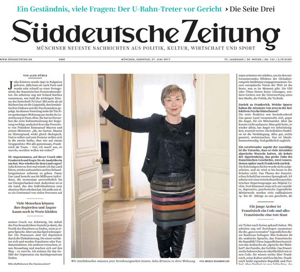 Julia Kristeva Suddeutsche-Zeitung-27-Juni-2017
