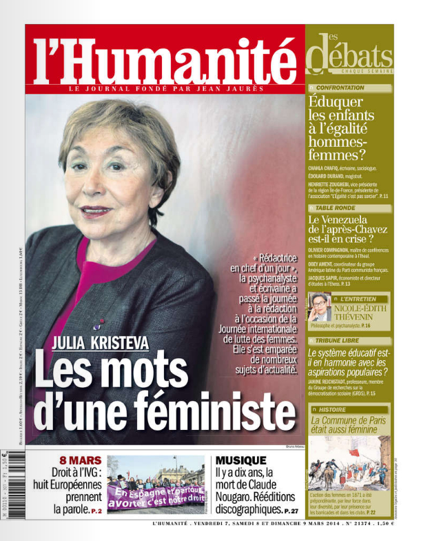 Julia Kristeva l 'Humanité 7 mars 2014