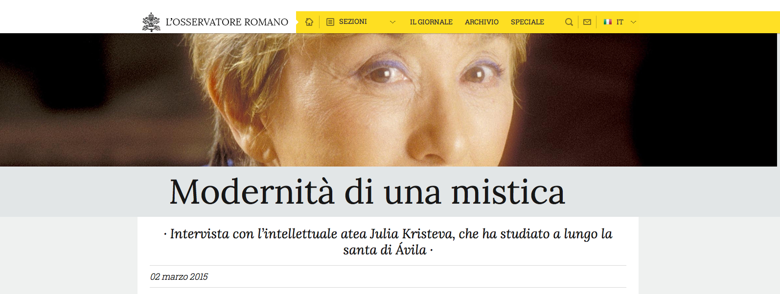 Julia Kristeva L'osservatore Romano